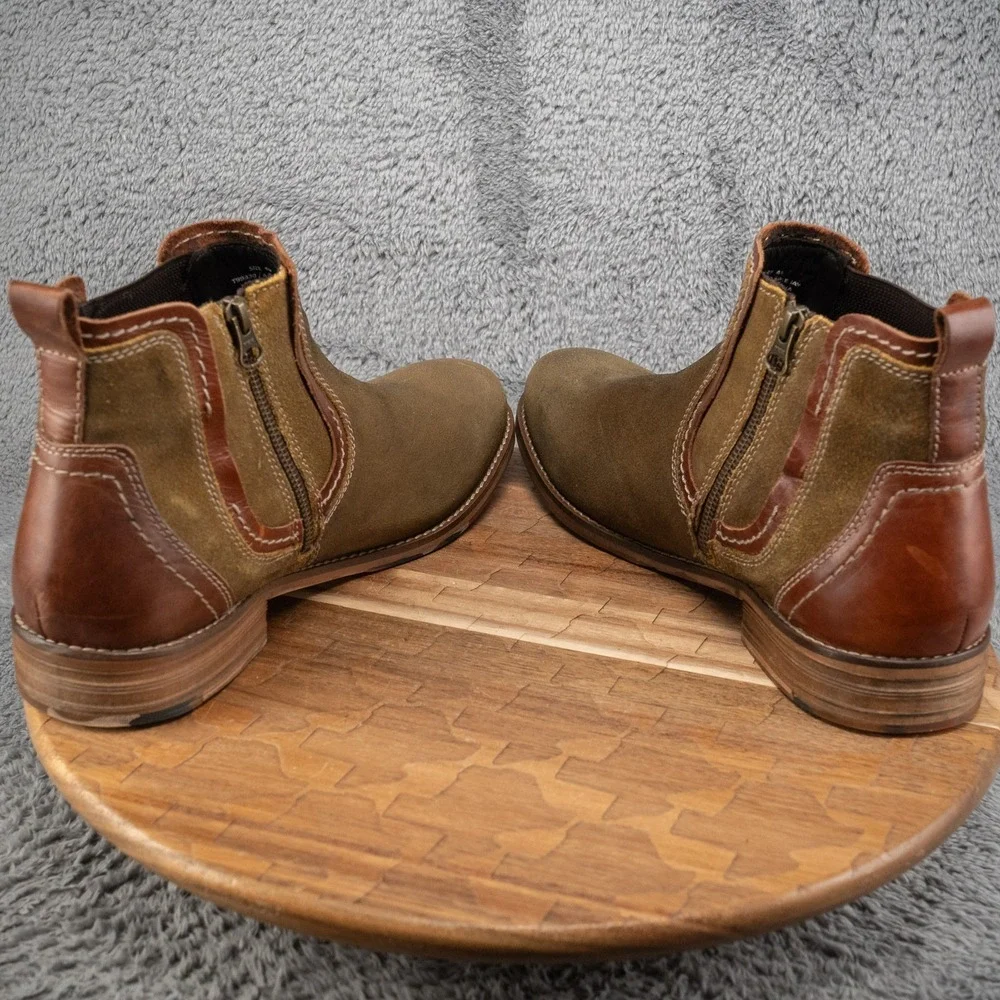 Testosterone Apple Jay T99330 Mens Green Leather Slip On Chelsea Boots 12